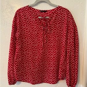 Red SHEIN long sleeve blouse